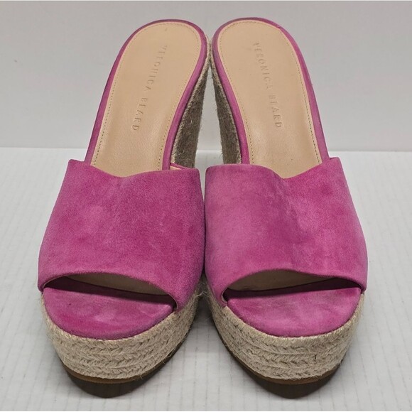 Veronica Beard Dali Platform Wedge Suede Espadrille Sandals Hot Pink Women's 10 - Picture 2 of 9